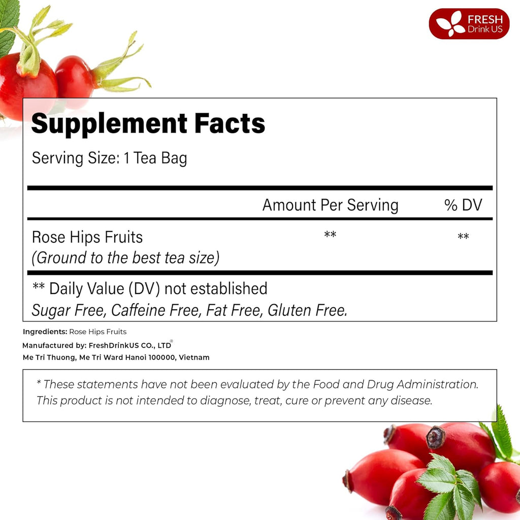 Premium Rosehip Tea Bags, 100% Natural & Pure from Rose Hip Fruits. | Tea | Wiccan Center