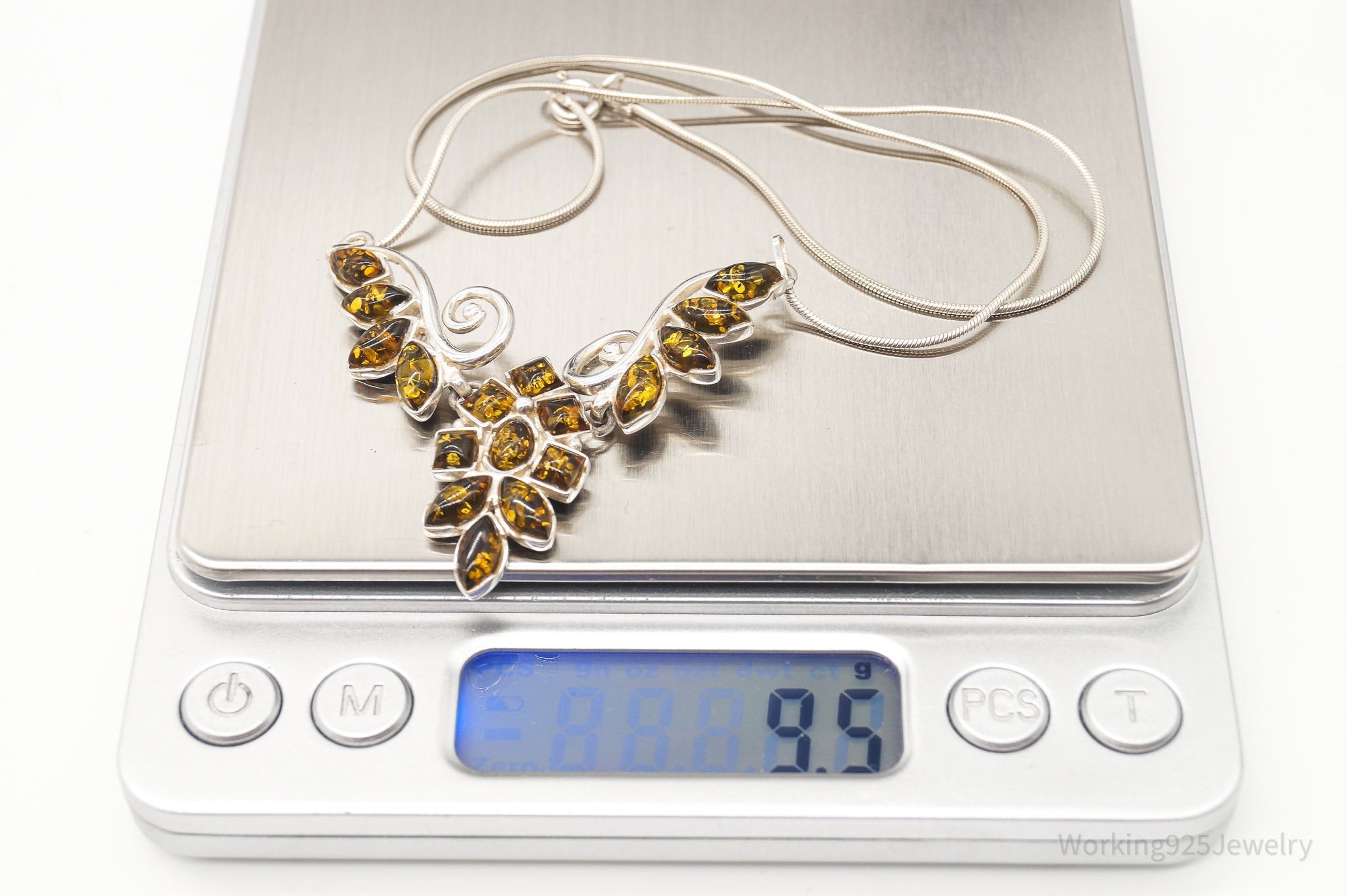 Vintage Amber Sterling Silver Necklace | Jewelry > Necklaces > Pendants | Wiccan Center
