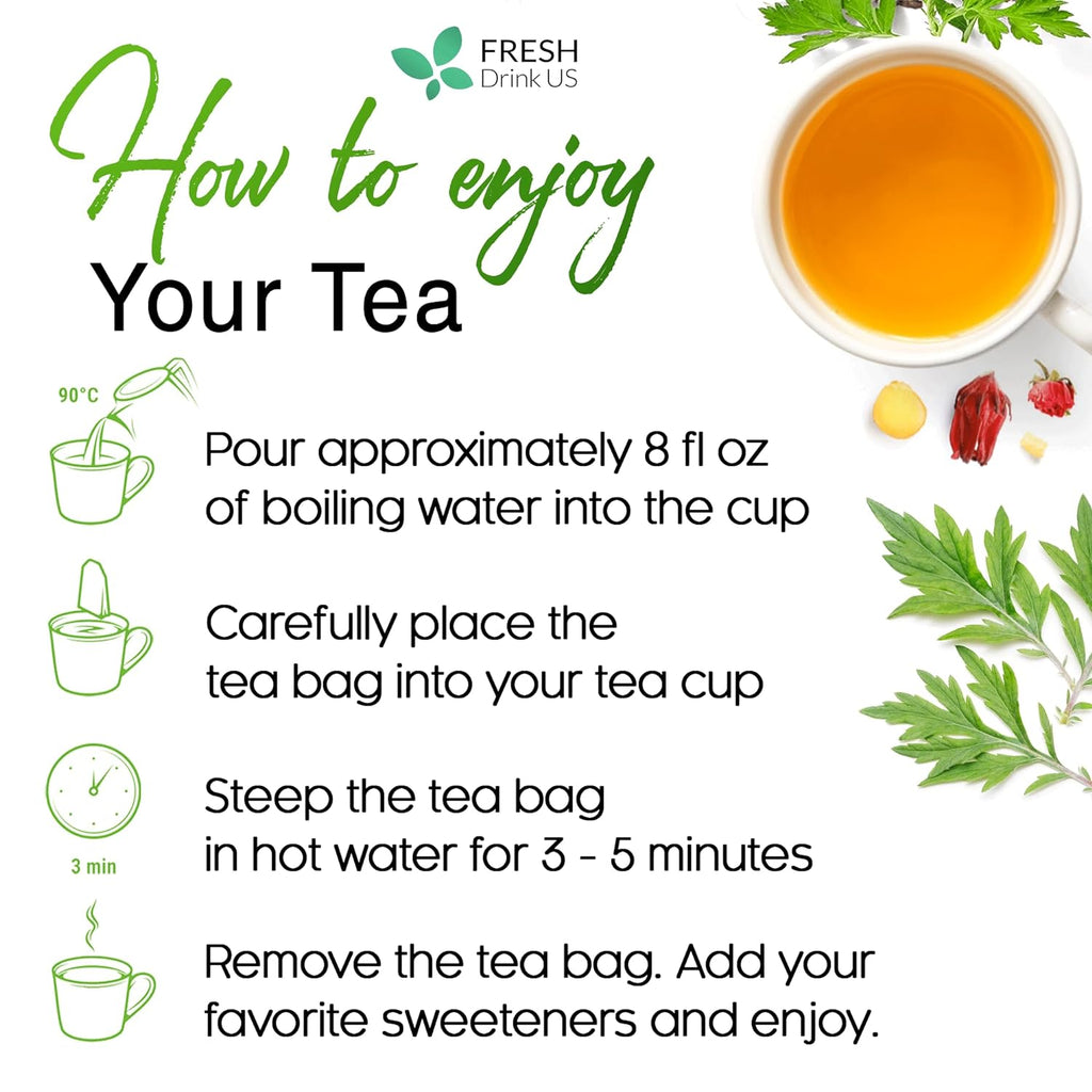 Mugwort Leaf Tea Bags, 100% Natural and Pure Mugwort Leaves, Loose Leaf Mugwort Herbal Tea, Mugwort Leaf Tea, No Sugar, No Caffeine, No Gluten, Vegan. | Tea | Wiccan Center