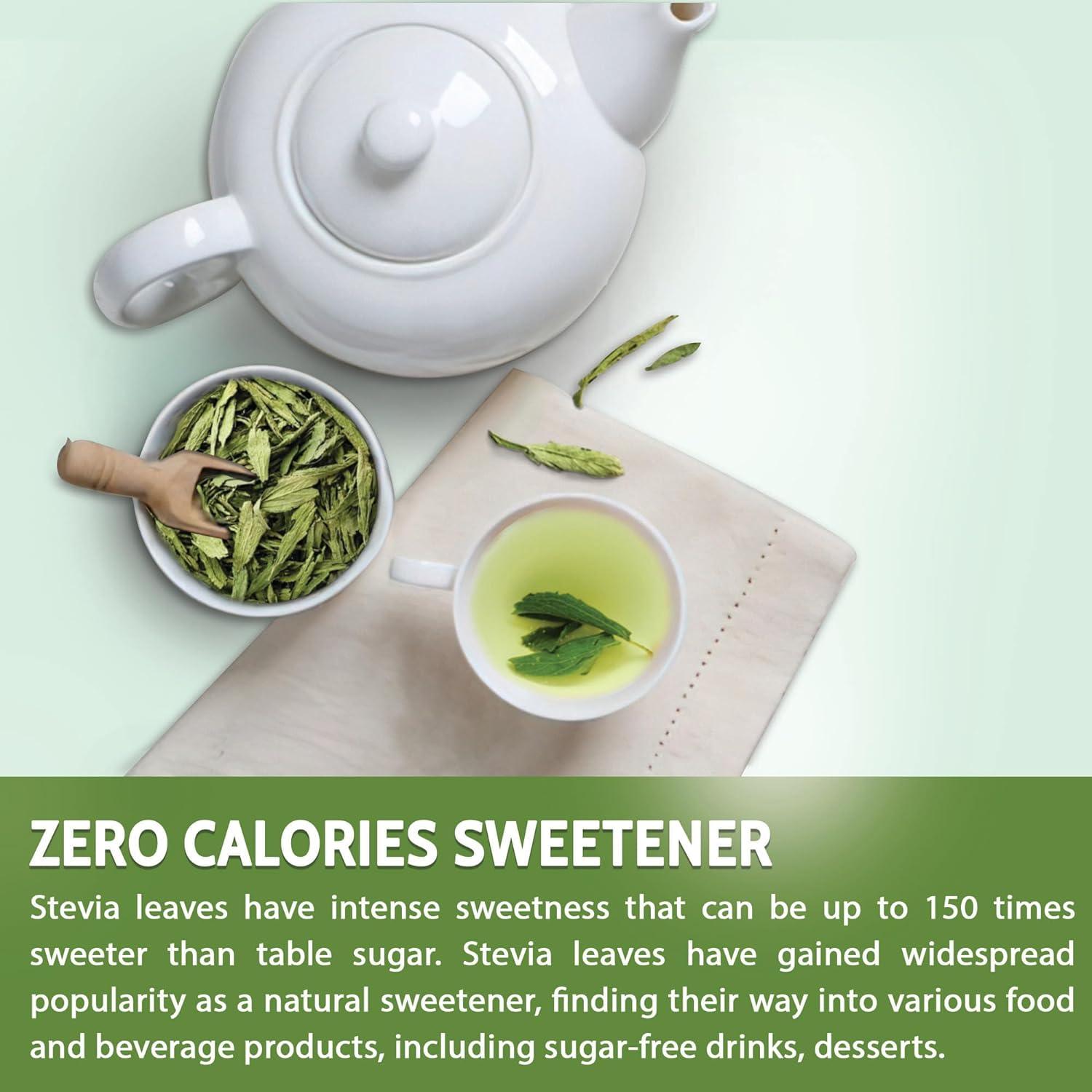 Stevia Leaf, Whole Dried Leaves, Tea Bags, Powder, 100% Natural and Pure from Stevia Leaves. Sugar Substitute for Tea, Coffee. Loose Leaf Stevia Herbal Tea. Zero Calorie Sweetener. No Sugar, No Caffeine, No Gluten, Vegan. | Tea | Wiccan Center