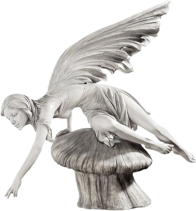 Design Toscano The Daydream Fairy Garden Statue, 18 Inch, Polyresin, Antique Stone | Outdoor Statues | Wiccan Center