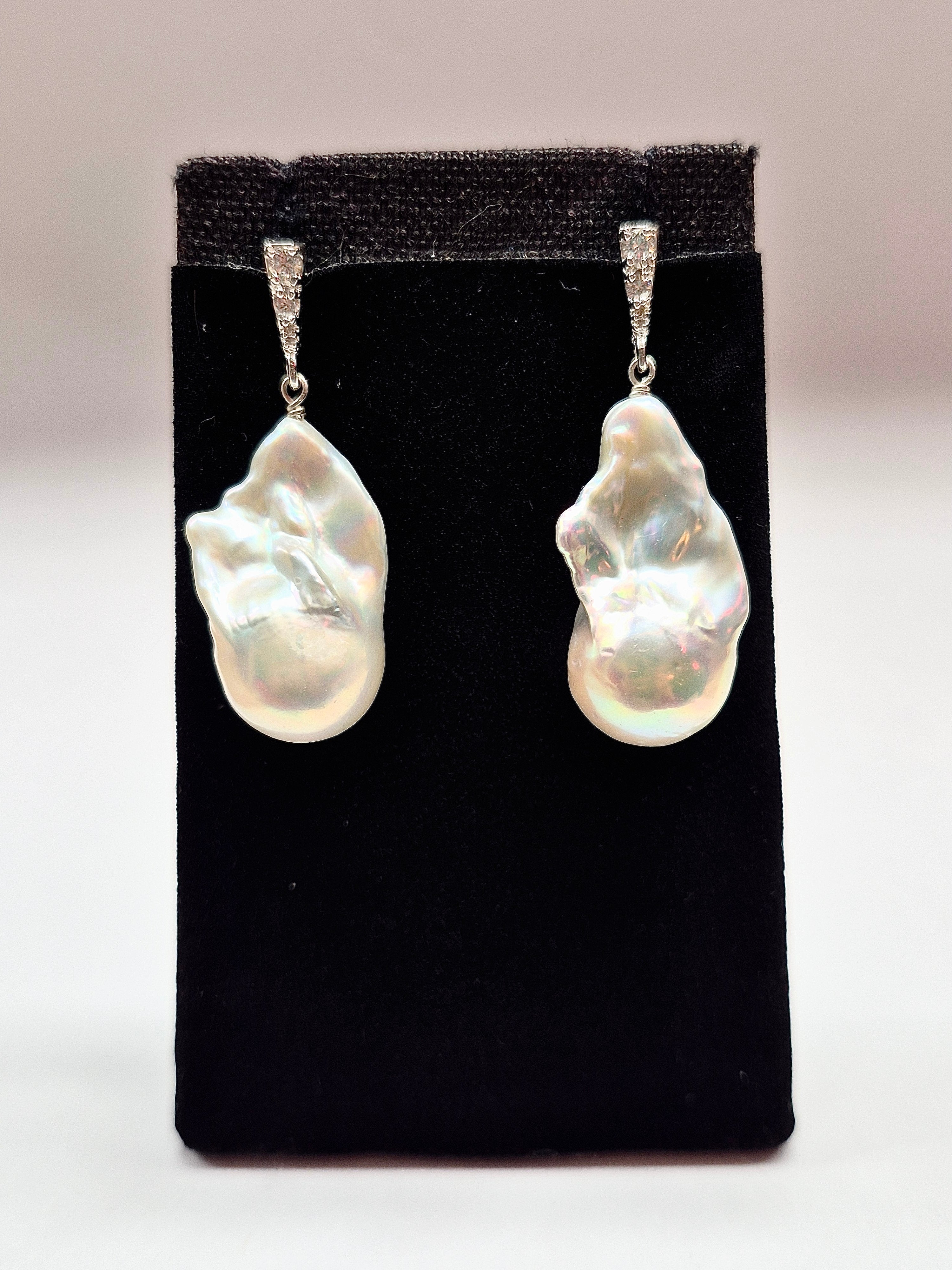 Baroque Pearl Rhinestone Encrusted Post earrings