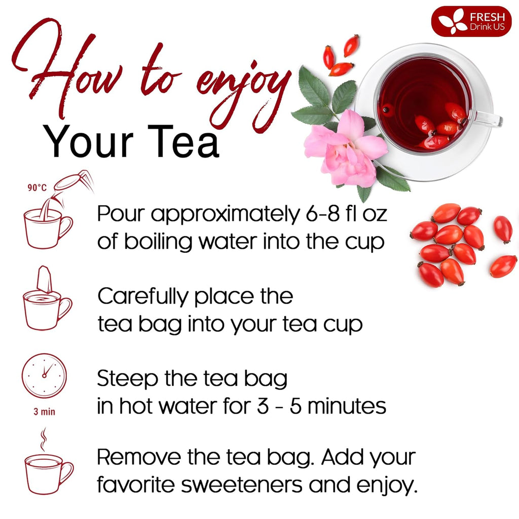 Premium Rosehip Tea Bags, 100% Natural & Pure from Rose Hip Fruits. | Tea | Wiccan Center