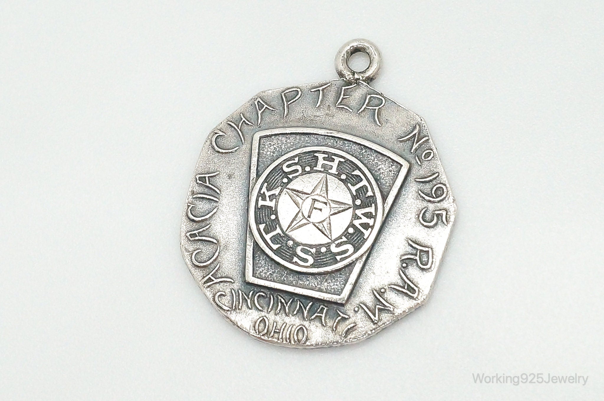 Vintage Acacia Chapter 195 Cincinnati Ohio Sterling Silver Medallion Pendant | Jewelry > Necklaces > Pendants | Wiccan Center