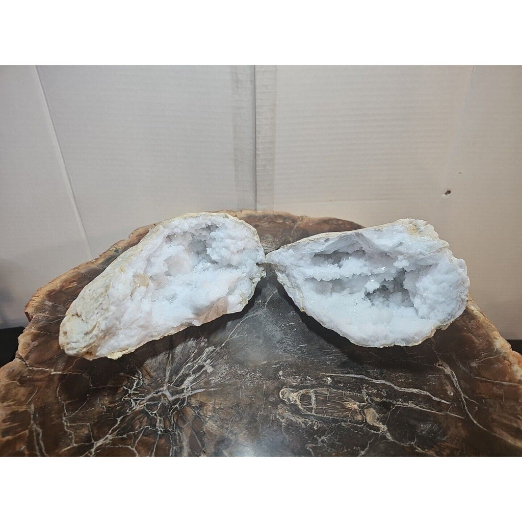 Moroccan Quartz Geode Pair with Display Stands — 3.88 lbs | CrystalCloud Company | Geodes & Clusters | Wiccan Center