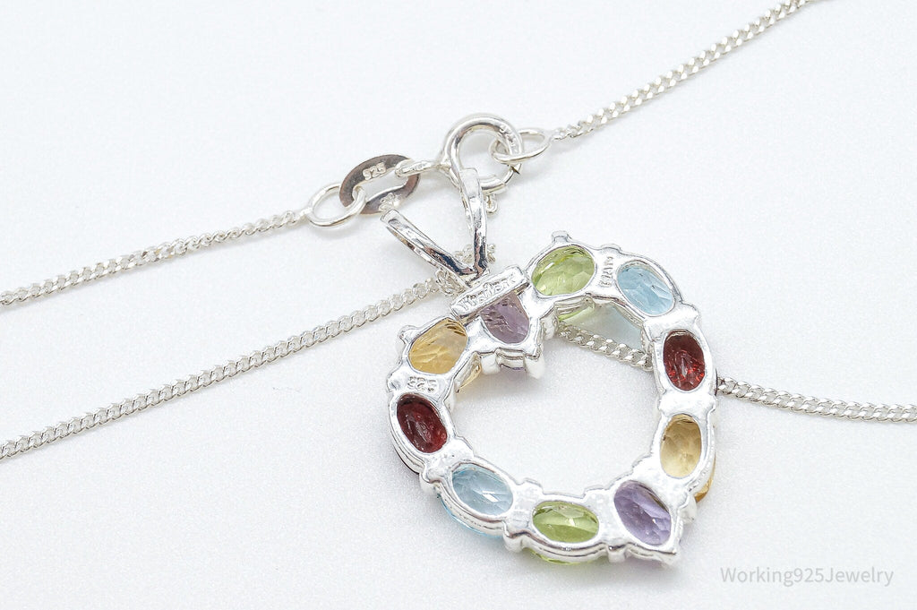 Multi Gemstone Large Heart Sterling Silver Necklace | Jewelry > Necklaces > Pendants | Wiccan Center