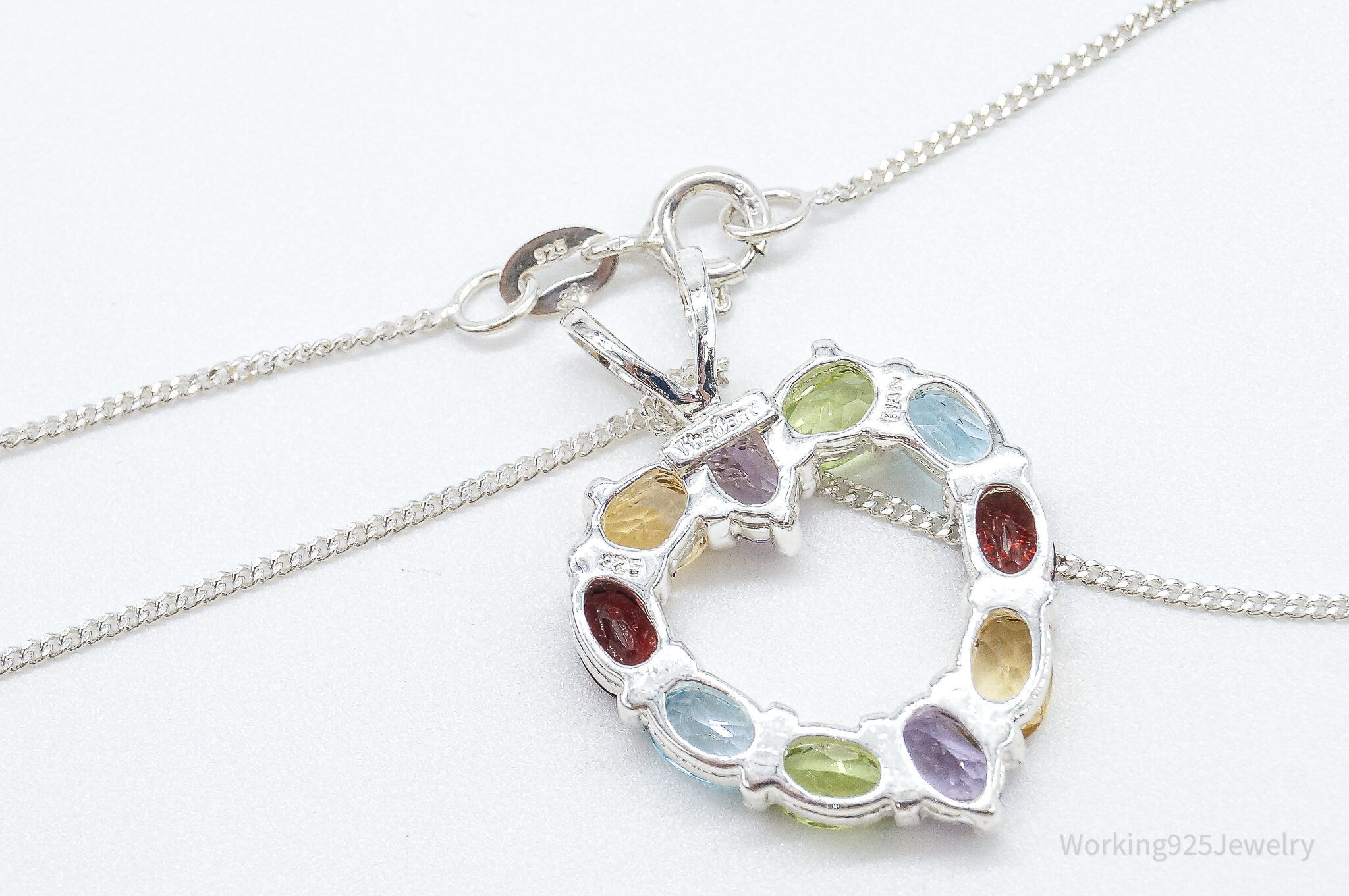 Multi Gemstone Large Heart Sterling Silver Necklace | Jewelry > Necklaces > Pendants | Wiccan Center