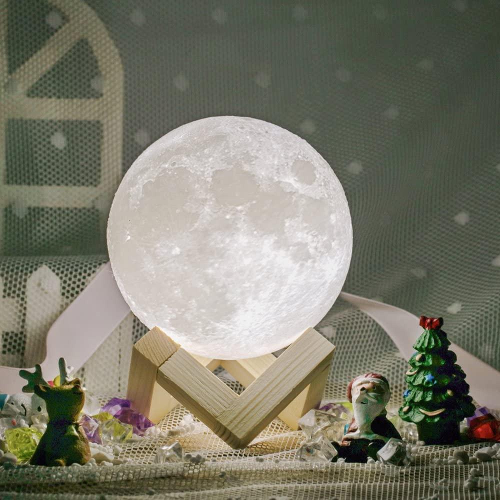 Moon Lamp Moon Light Night Light for Kids Gift for Women USB Charging and Touch Control Brightness 3D Printed Warm and Cool White Lunar Lamp | STS9NC17329BGF | Wiccan Center