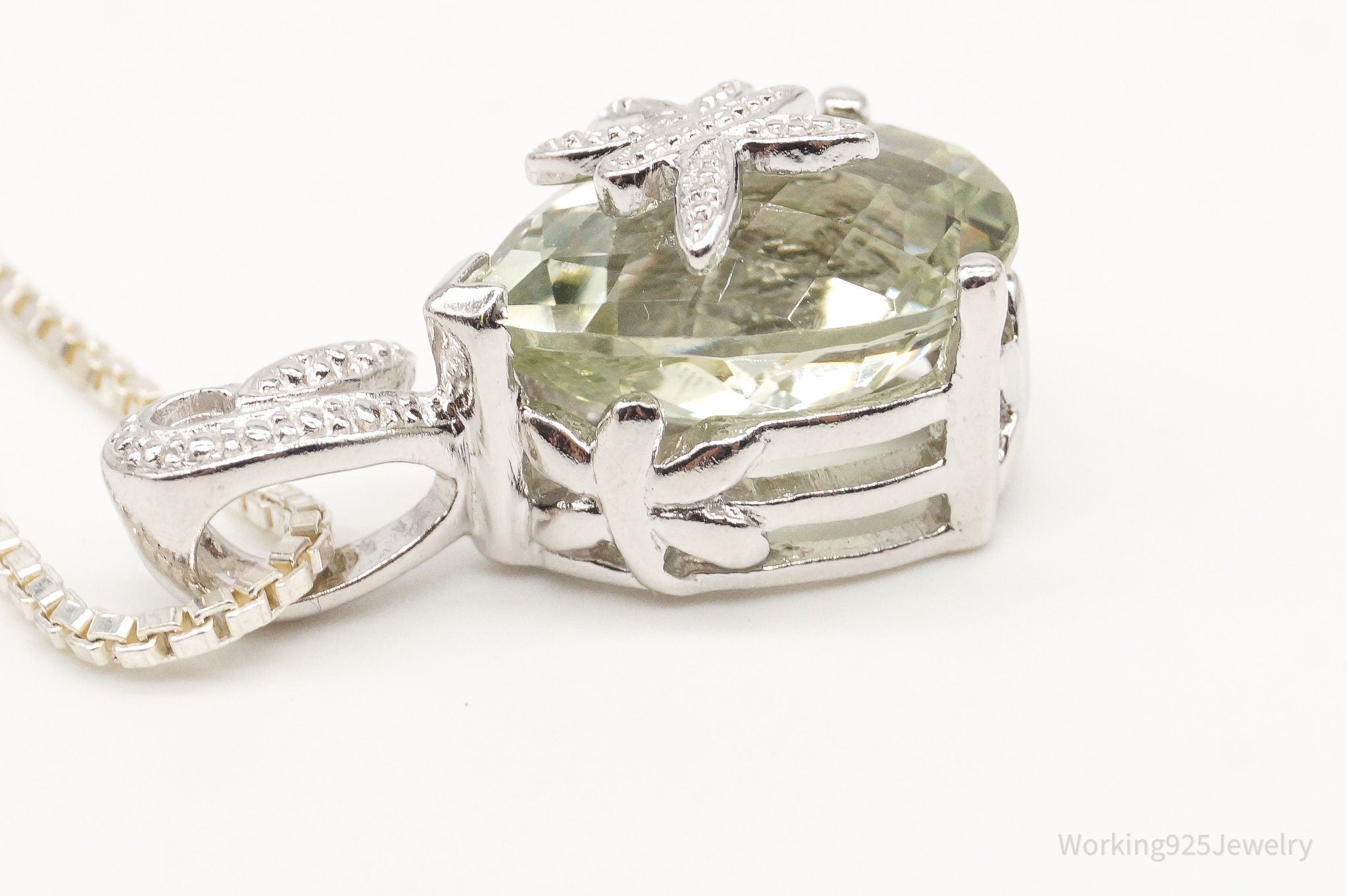 Vintage Prasiolite Dragonflies Sterling Silver Necklace | Jewelry > Necklaces > Pendants | Wiccan Center
