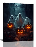 Gothic Halloween Ghost Pumpkin Wall Art Canvas Painting Framed 12x16 | Posters & Prints | Wiccan Center