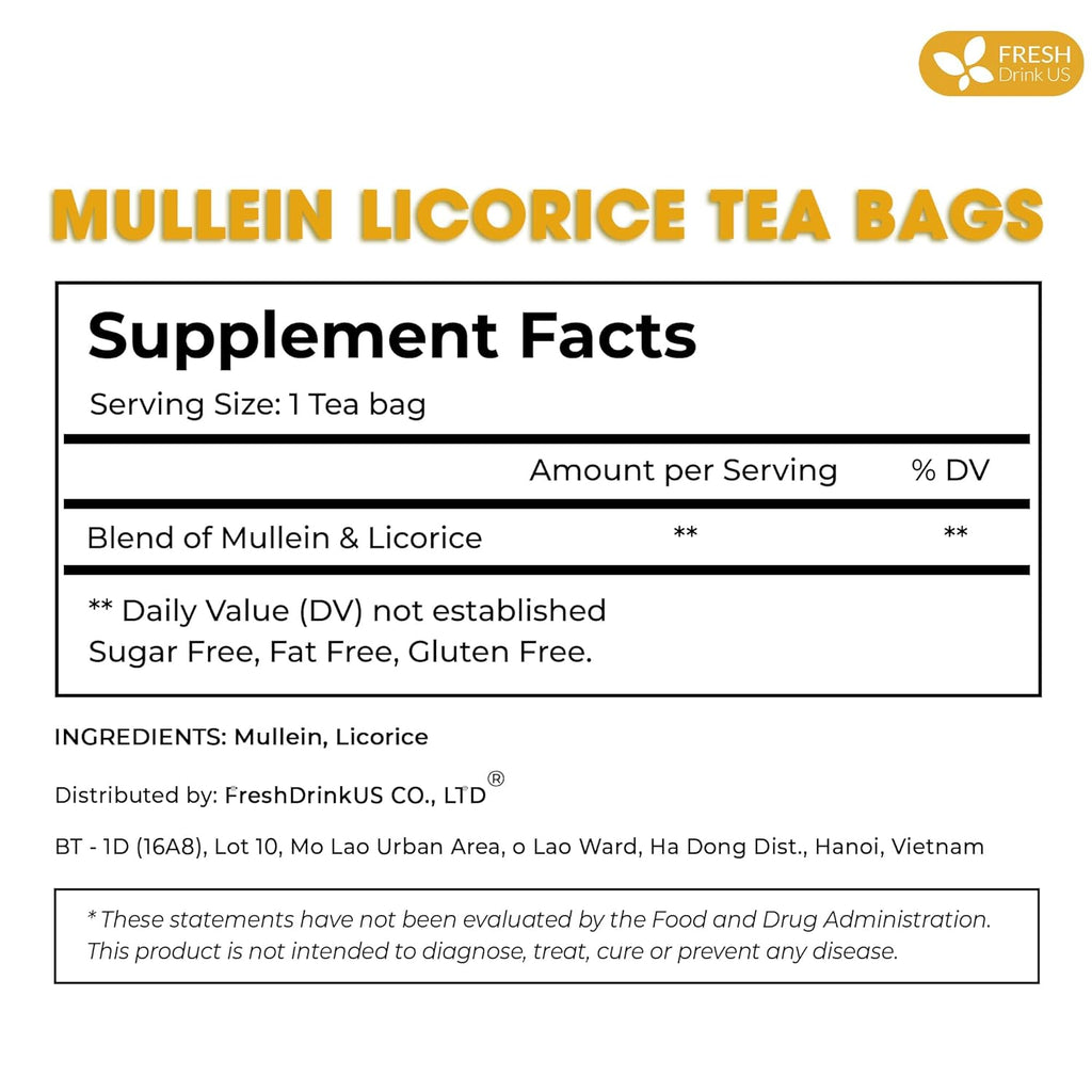 Premium Mullein Licorice Tea Bags. 100% Natural, Blend of Mullein Leaves, and Licorice Root. | Tea | Wiccan Center