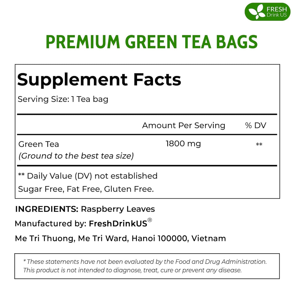 Premium Green Tea Bags, 100% Natural & Pure from Green Tea. Green Herbal Tea. No Sugar, No Gluten, Vegan | Tea | Wiccan Center