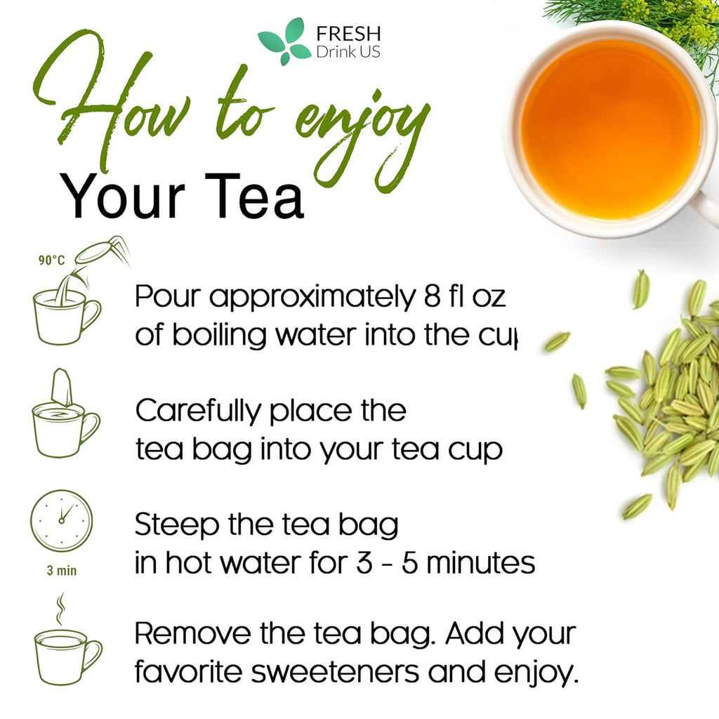 Premium Fennel Tea Bags, 100% Natural & Pure from Fennel Seeds. Fennel Seed Herbal Tea. Fennel Seed Tea. Made with Natural Material Tea Bags. No Sugar, No Caffeine, No Gluten, Vegan. | Tea | Wiccan Center