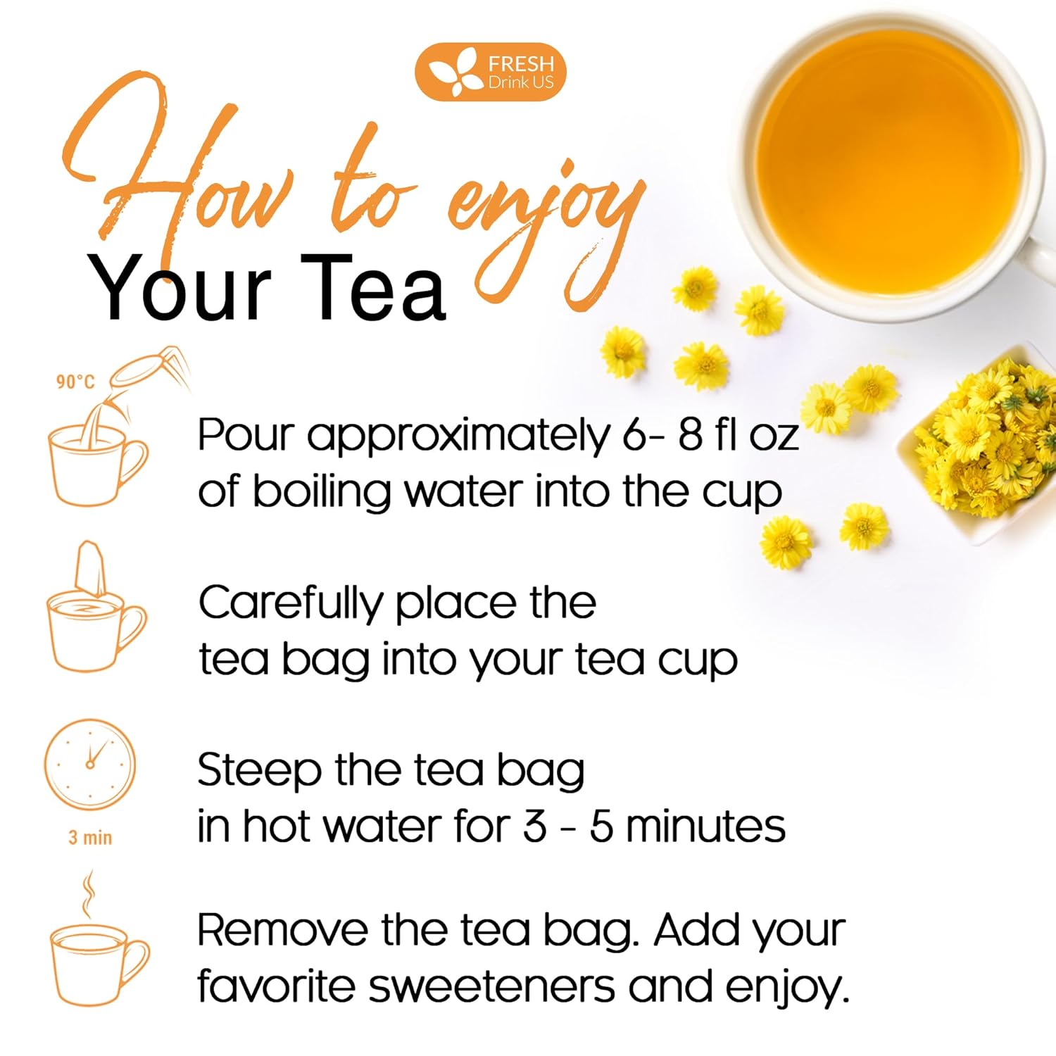Premium Chrysanthemum Flower Tea Bags. Chrysanthemum Flower Herbal Tea. No Sugar, No Caffeine, No Gluten, Vegan. | Tea | Wiccan Center