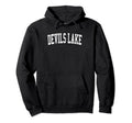 Devils Lake Distressed White Varsity Hoodie - Novelty Apparel Unisex | Clothing | Wiccan Center