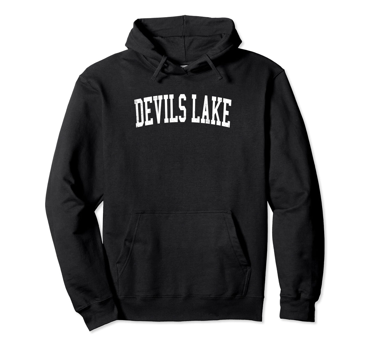 Devils Lake Distressed White Varsity Hoodie - Novelty Apparel Unisex | Clothing | Wiccan Center