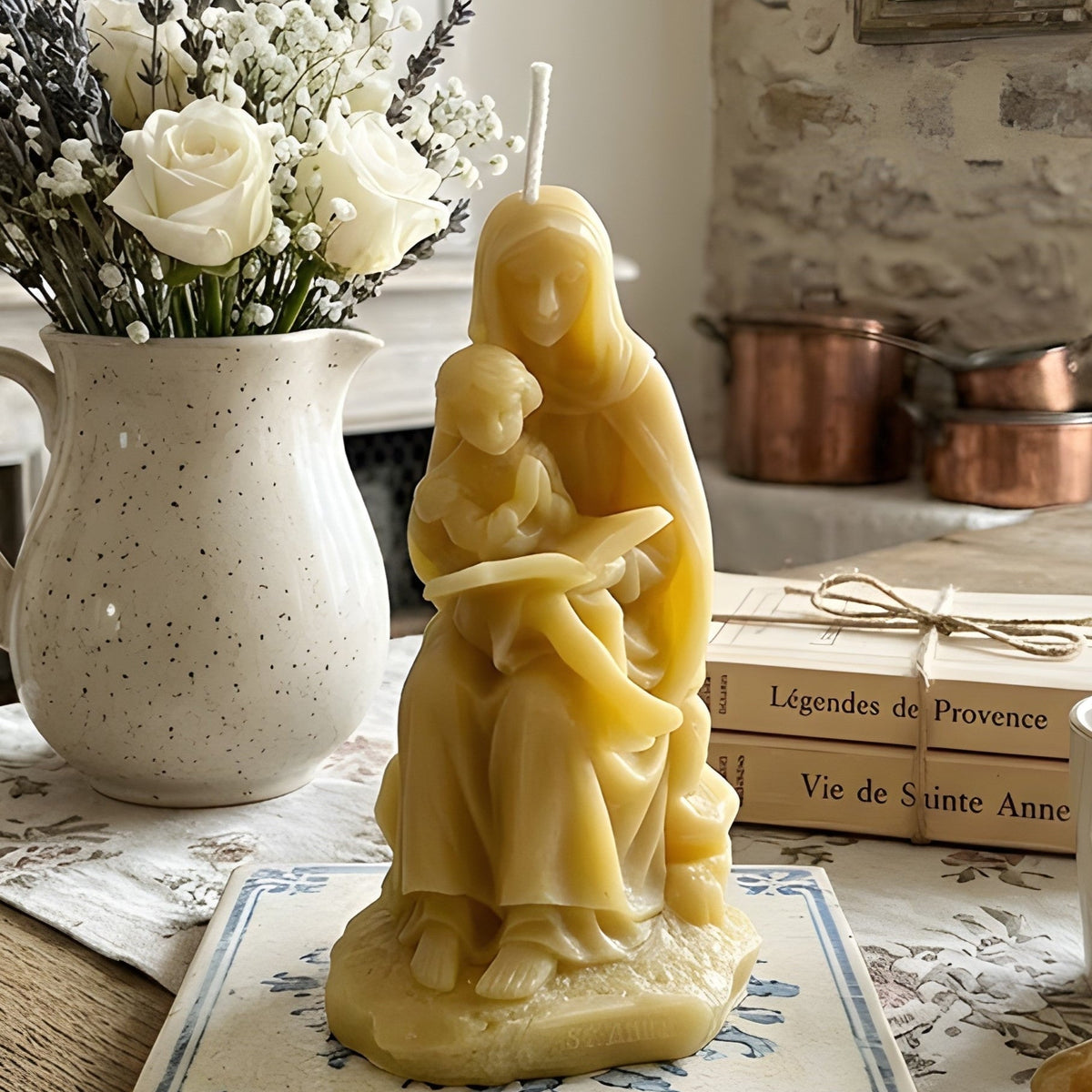 Saint Anne Teaching Virgin Mary Beeswax Christian Candle | Candles | Wiccan Center