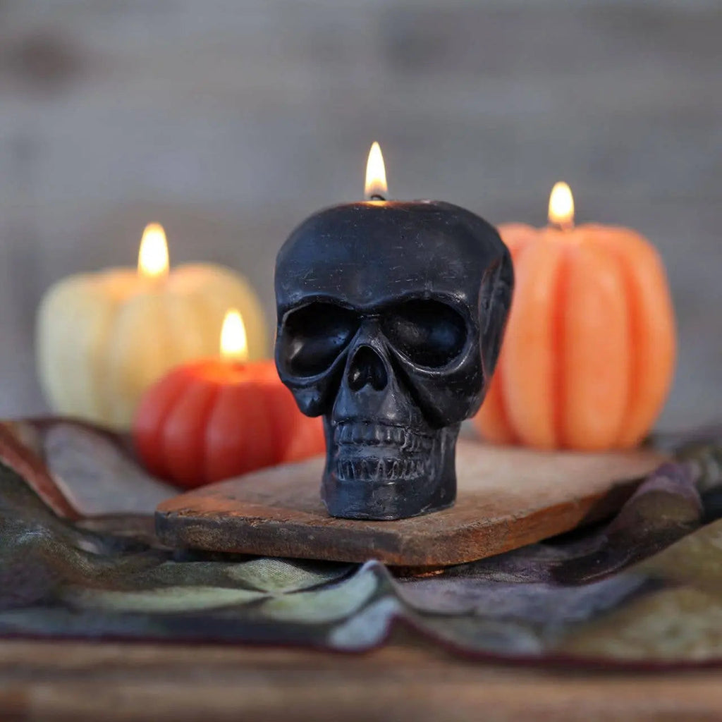 Sculpted Skull Candle – 100% Beeswax – Black - Handcrafted | Candles | Wiccan Center