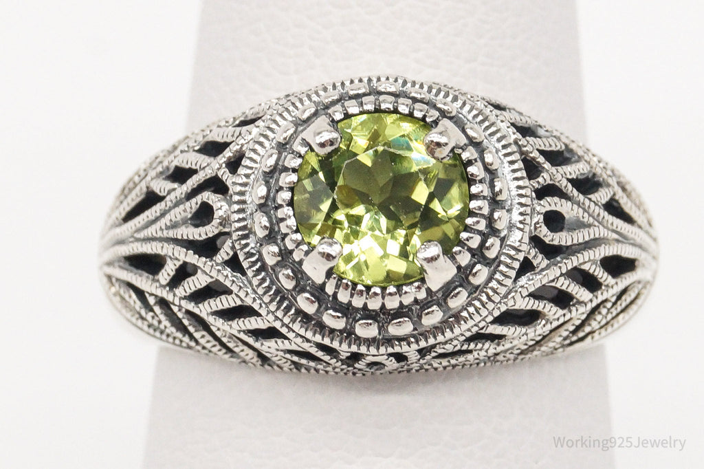 Vintage CNA Peridot Filigree Sterling Silver Ring - Size 6 | Jewelry > Rings | Wiccan Center