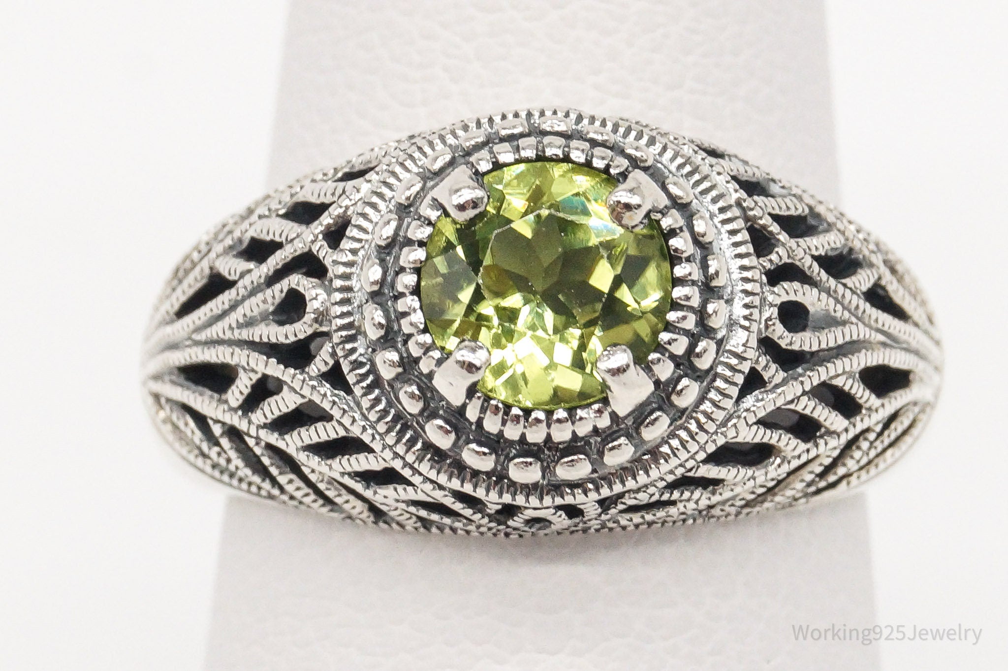 Vintage CNA Peridot Filigree Sterling Silver Ring - Size 6 | Jewelry > Rings | Wiccan Center