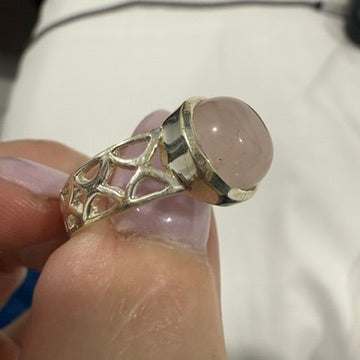 Rose Quartz Round Filigree Band Ring – Sterling Silver – Size 8 | Rings | Wiccan Center