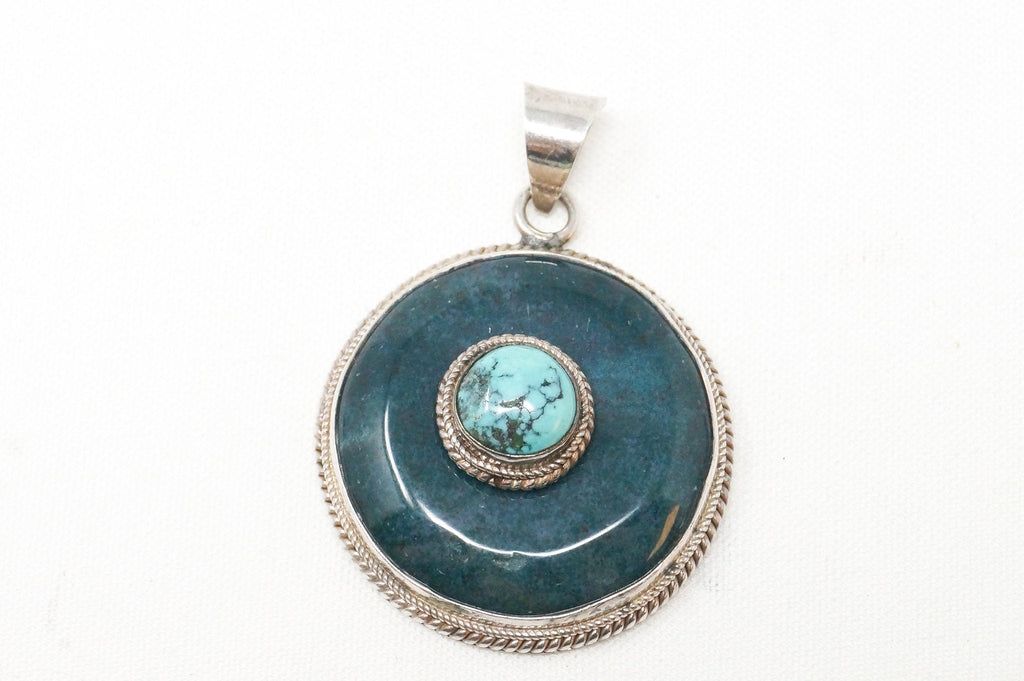 Vintage Southwest Style Turquoise Sterling Silver Necklace Pendant | Jewelry > Necklaces > Pendants | Wiccan Center