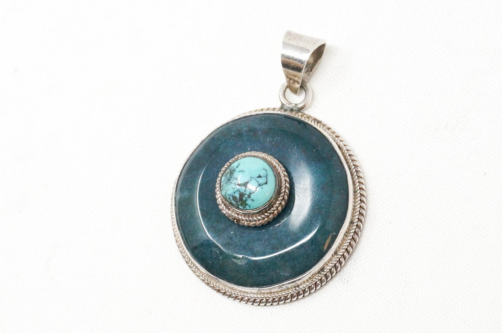 Vintage Southwest Style Turquoise Sterling Silver Necklace Pendant | Jewelry > Necklaces > Pendants | Wiccan Center