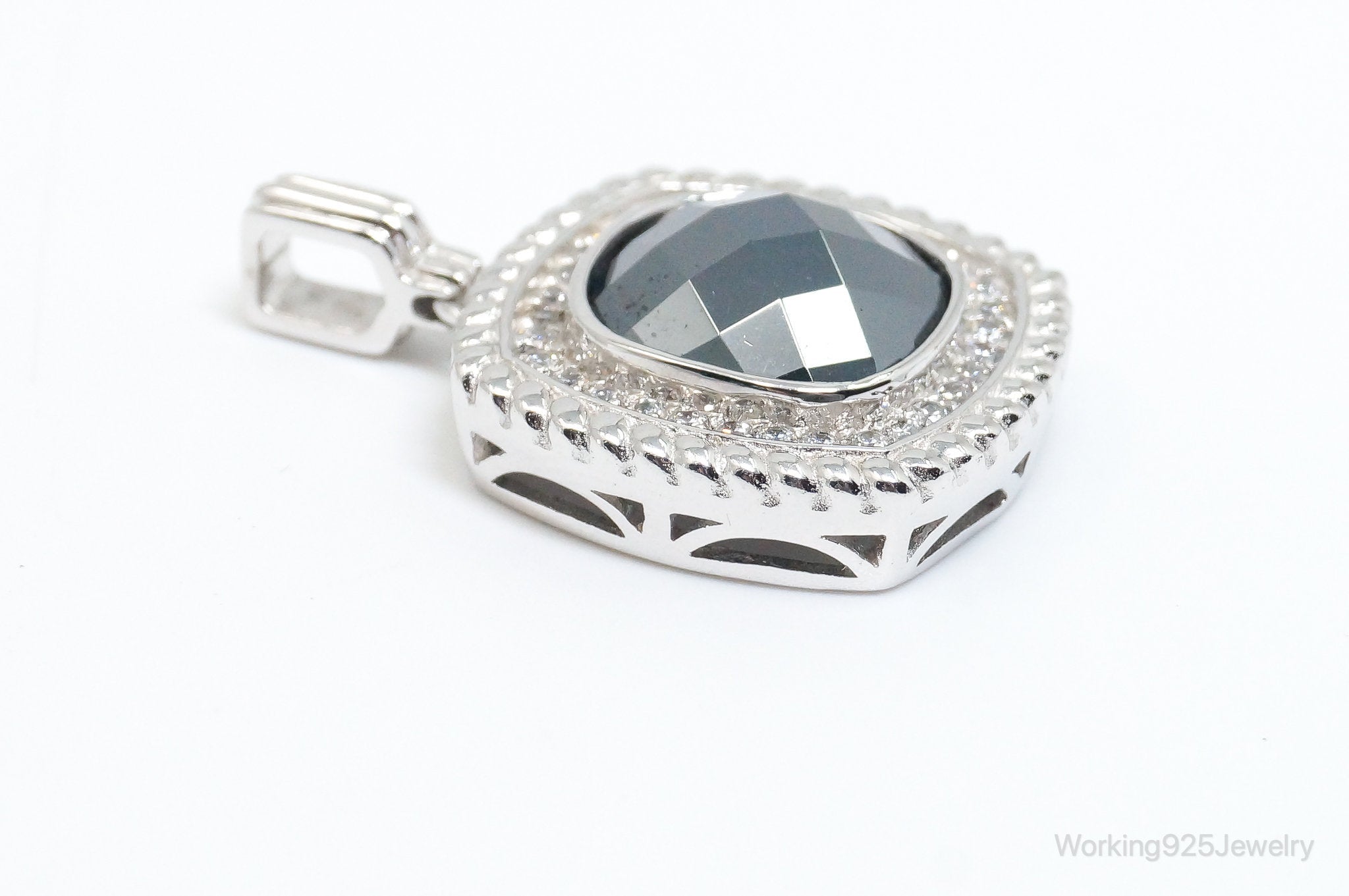 Vintage Designer Hematite Cubic Zirconia Sterling Silver Pendant | Jewelry > Necklaces > Pendants | Wiccan Center