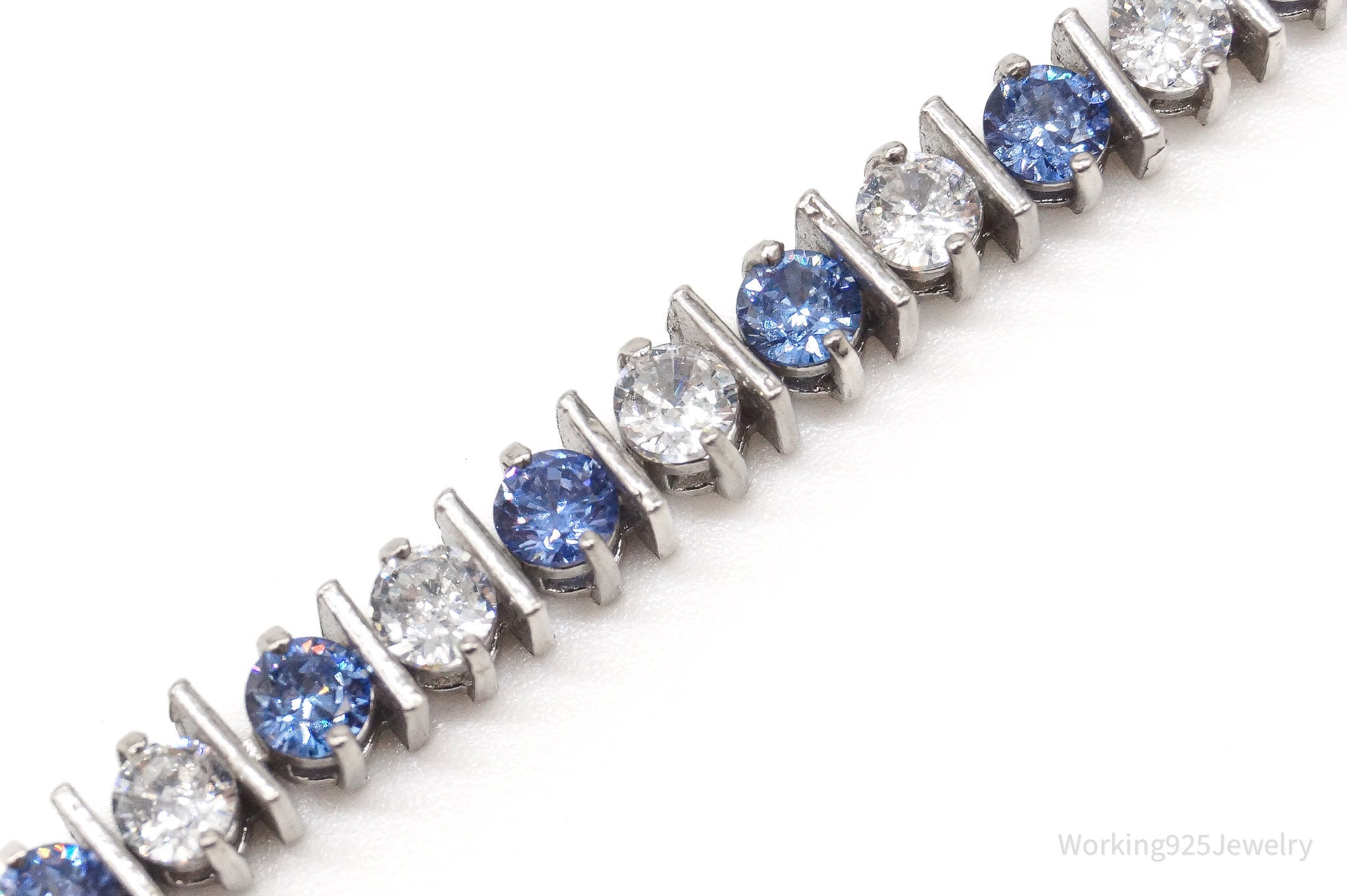 Vintage FAS Blue & White Cubic Zirconia Sterling Silver Bracelet | Jewelry > Bracelets | Wiccan Center