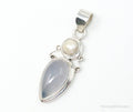 Large Designer Supreme Jewelers Blue Chalcedony Pearl Sterling Necklace Pendant | Jewelry > Necklaces > Pendants | Wiccan Center
