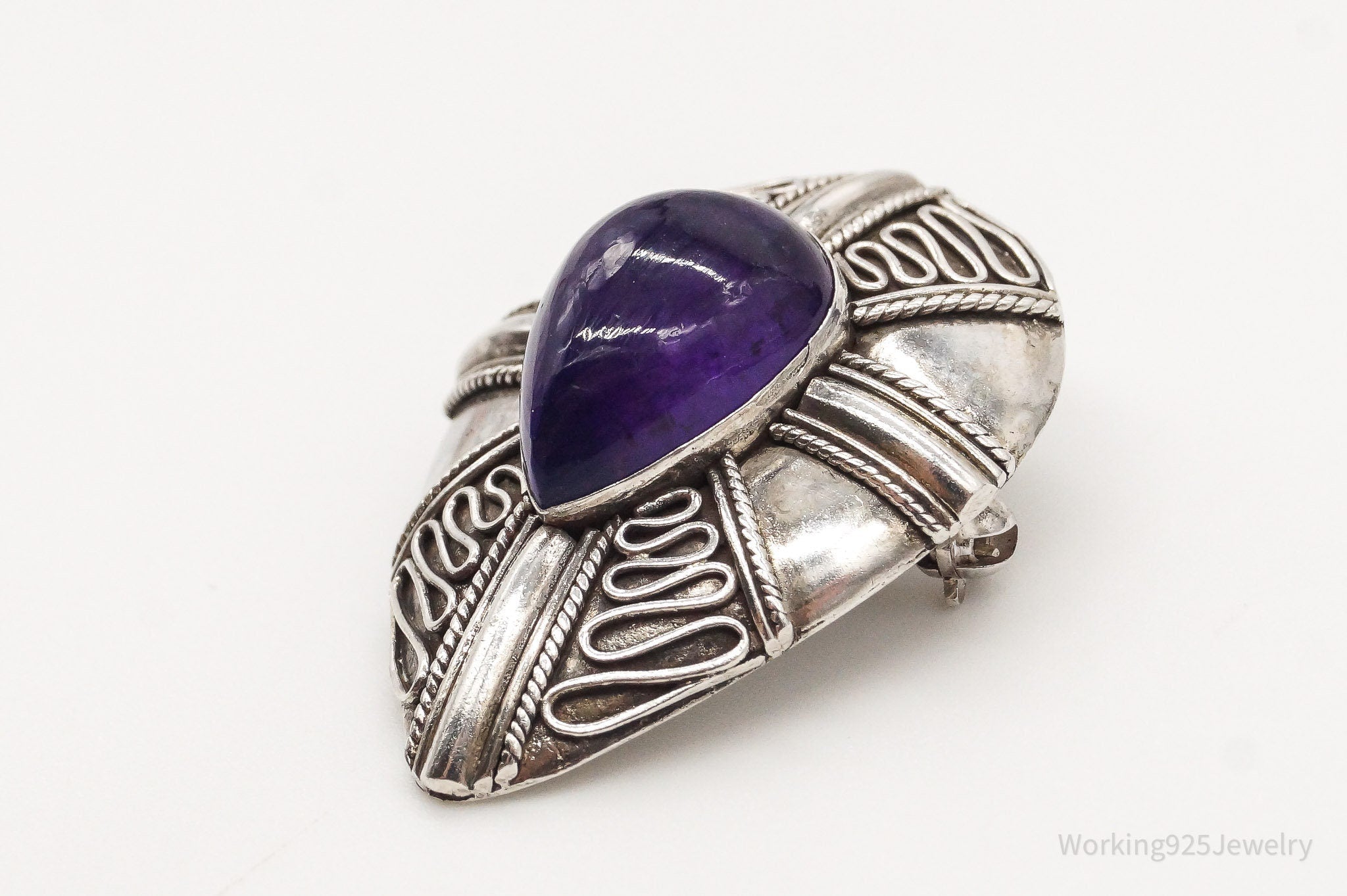 Vintage Amethyst Bali Sterling Silver Brooch Pin Pendant | Jewelry > Necklaces > Pendants | Wiccan Center