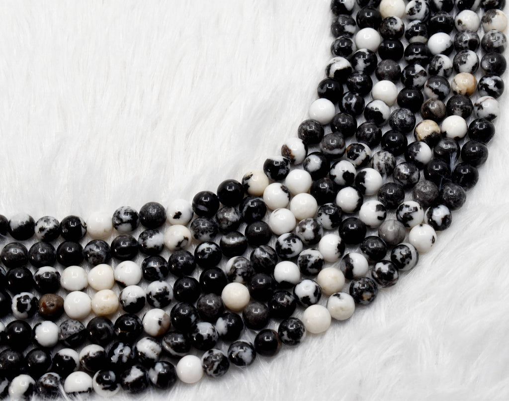 Black & White Zebra Jasper AAA Grade 4mm, 6mm, 8mm, 10mm, 12mm Round Beads | Beads | Wiccan Center