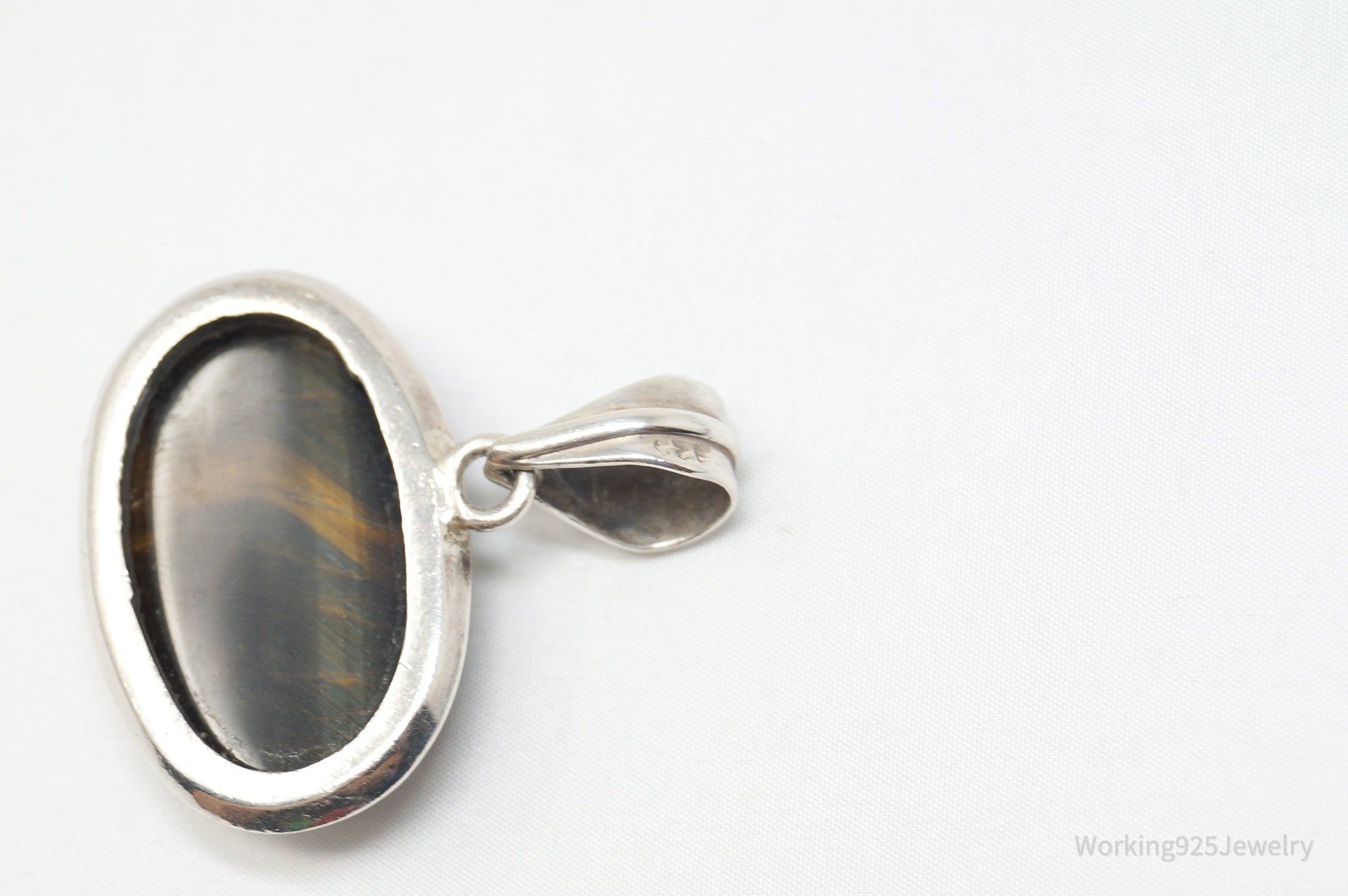 Vintage Southwestern Large Tigers Eye Sterling Silver Necklace Pendant | Jewelry > Necklaces > Pendants | Wiccan Center