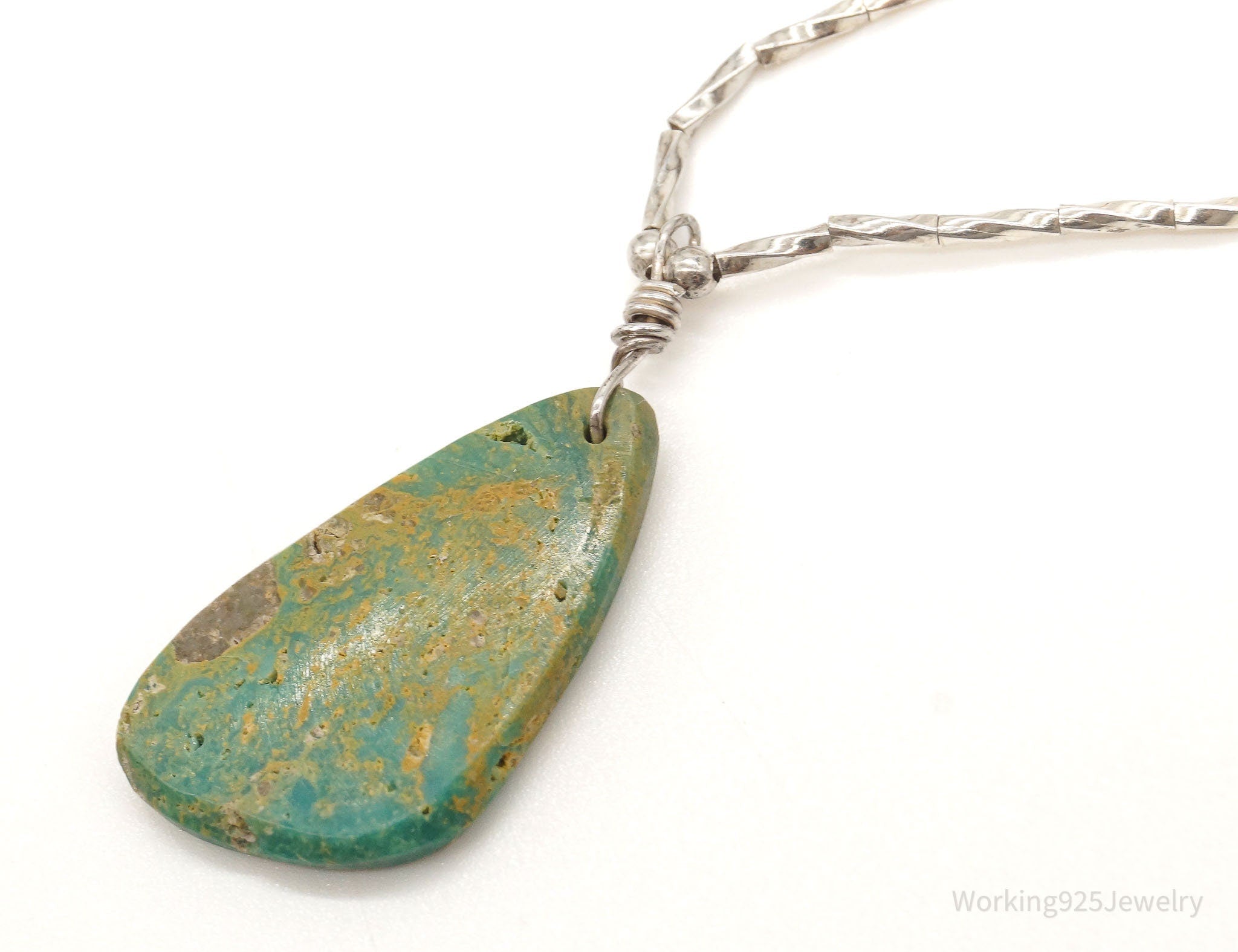 Vintage Handmade Native American Turquoise Silver Bead Necklace | Jewelry > Necklaces > Pendants | Wiccan Center