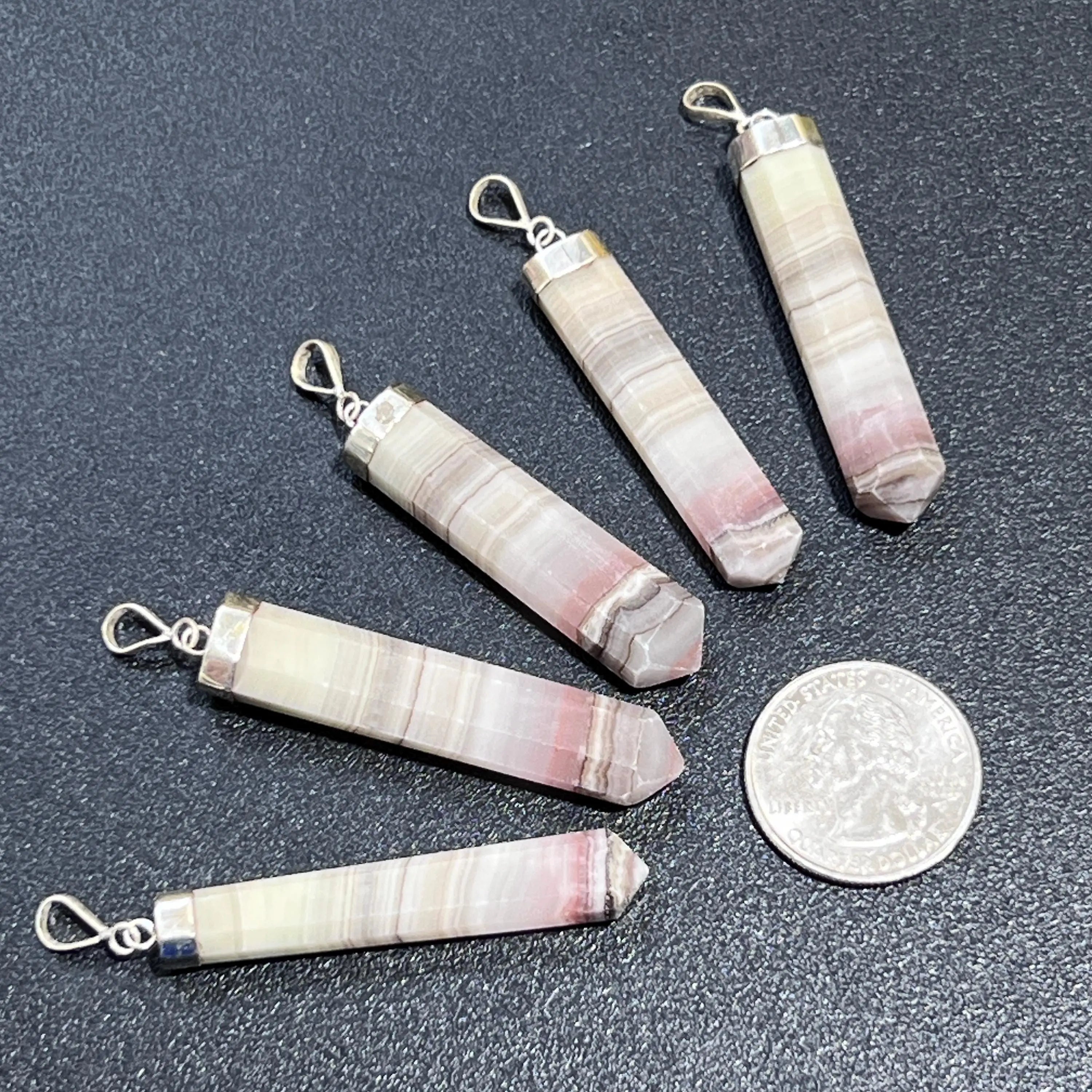 Pink Banded Calcite Crystal Point Pendant (925 Sterling Silver) Faceted Jewelry Necklace Supply | Craft Supplies & Tools > Beads, Gems & Cabochons > Charms & Pendants > Pendants | Wiccan Center
