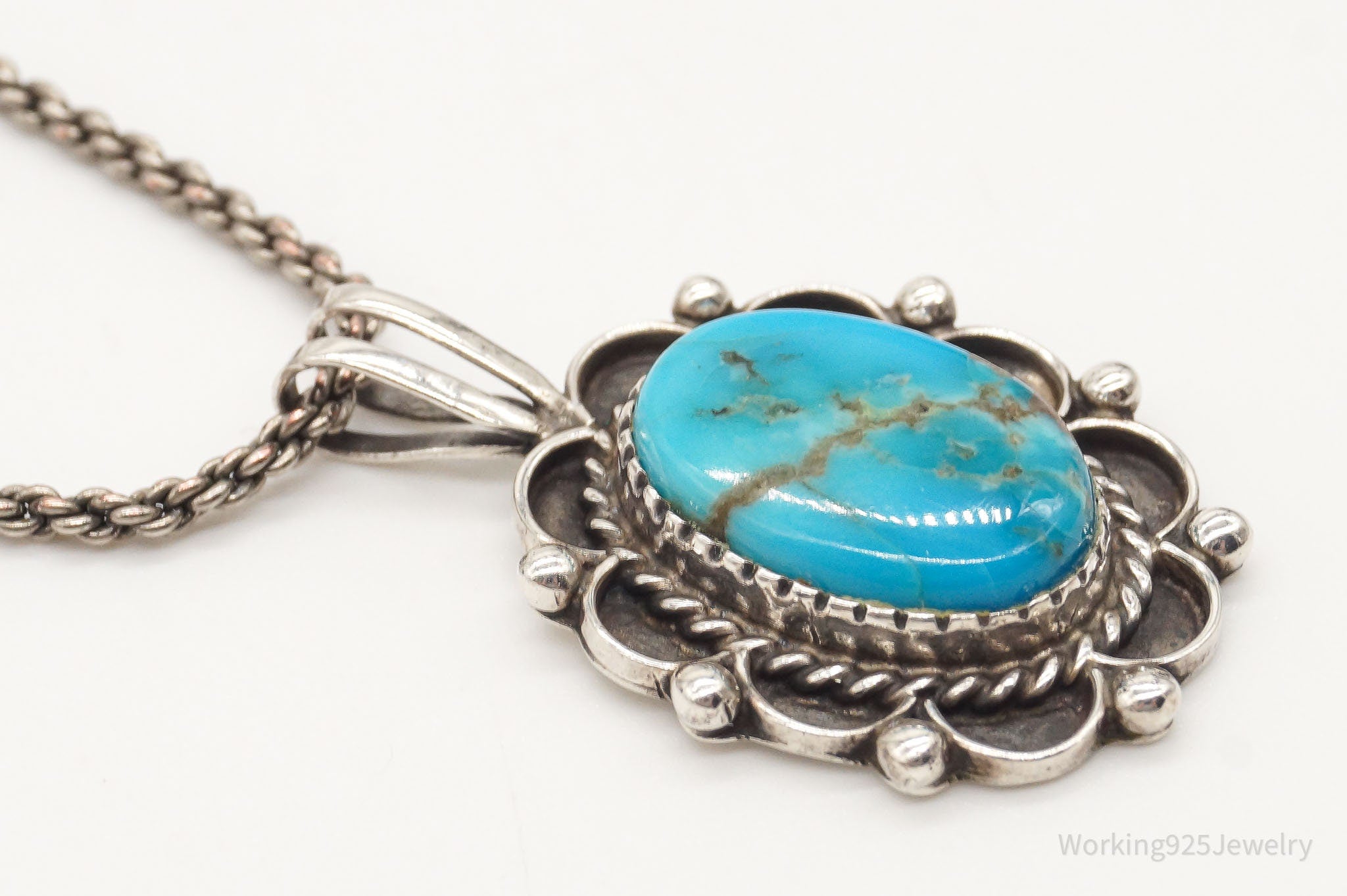 Vintage Native American Blue Turquoise Sterling Silver Necklace | Jewelry > Necklaces | Wiccan Center