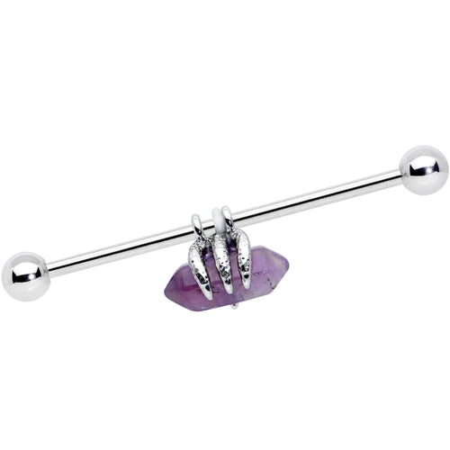 14G Purple Amethyst Claw Industrial Barbell 38mm | BARBELL Industrial | Wiccan Center