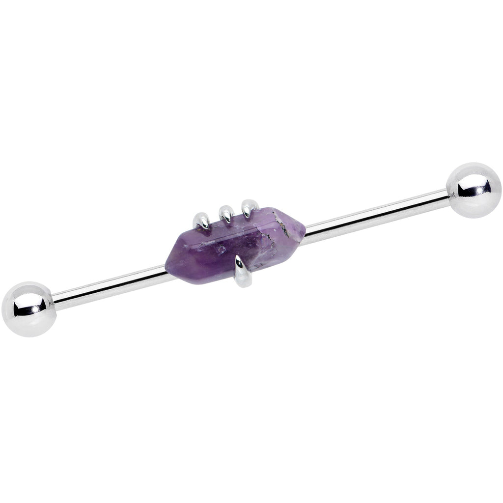14G Purple Amethyst Claw Industrial Barbell 38mm | BARBELL Industrial | Wiccan Center