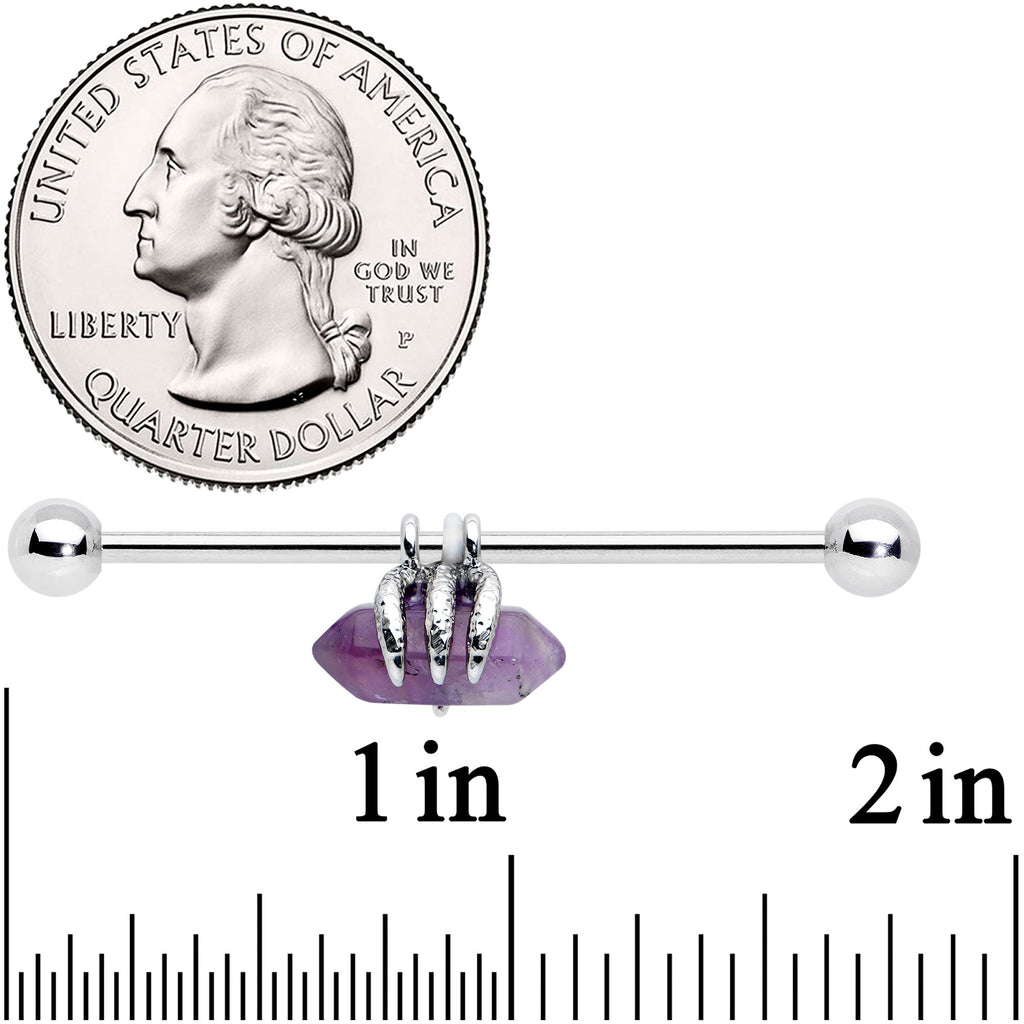 14G Purple Amethyst Claw Industrial Barbell 38mm | BARBELL Industrial | Wiccan Center
