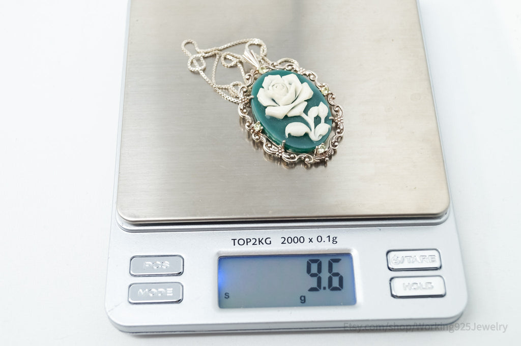 Vintage Carved Flower Dyed Fossil Sterling Silver Necklace | Jewelry > Necklaces > Pendants | Wiccan Center