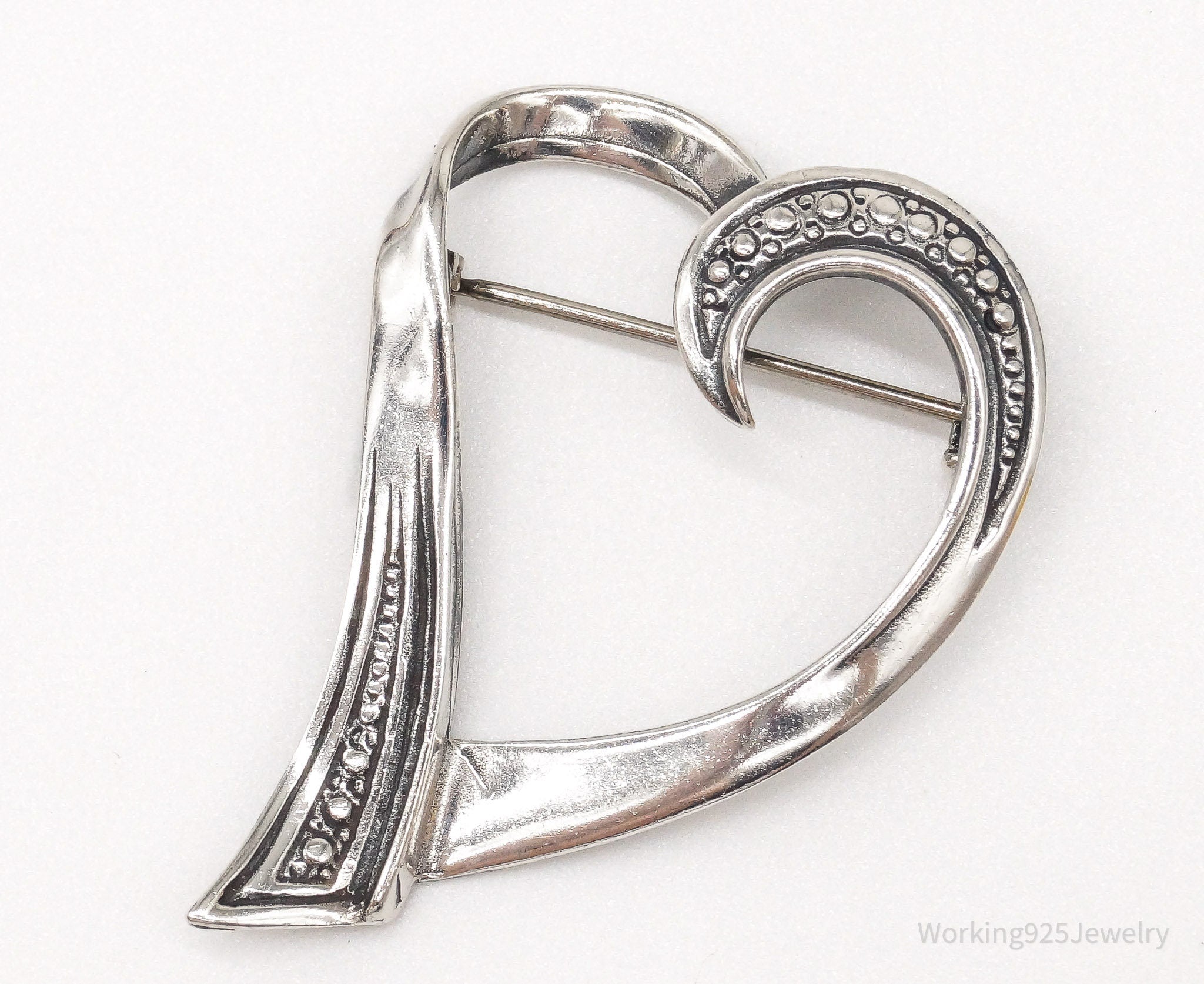 Vintage Open Heart Art Deco Sterling Silver Brooch Pin | Jewelry > Brooches, Pins & Clips | Wiccan Center
