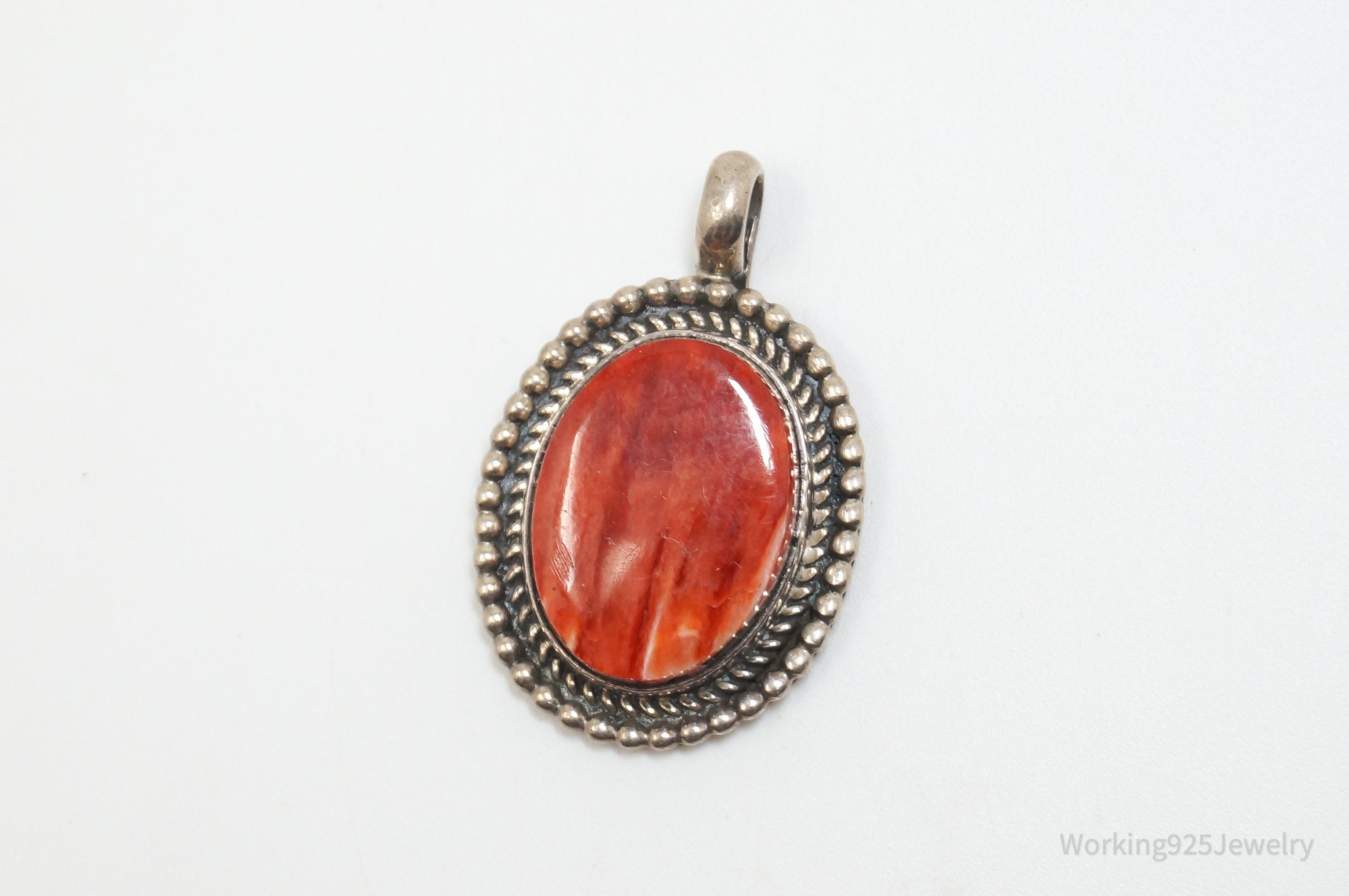 Vintage Handmade Native American EA Coral Sterling Silver Pendant | Jewelry > Necklaces > Pendants | Wiccan Center