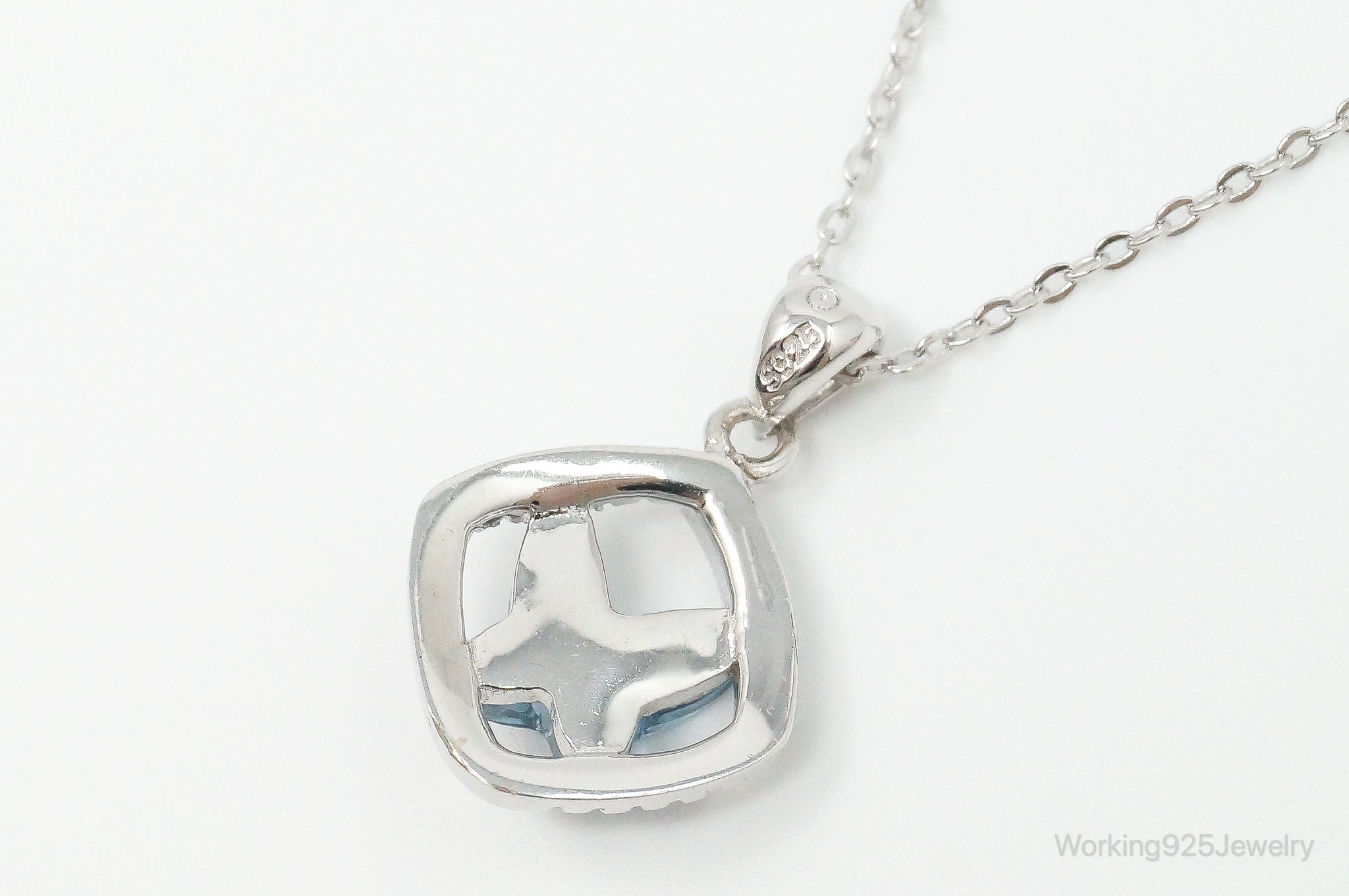 Blue Crystal Cubic Zirconia Butterfly Sterling Silver Necklace | Jewelry > Necklaces > Pendants | Wiccan Center