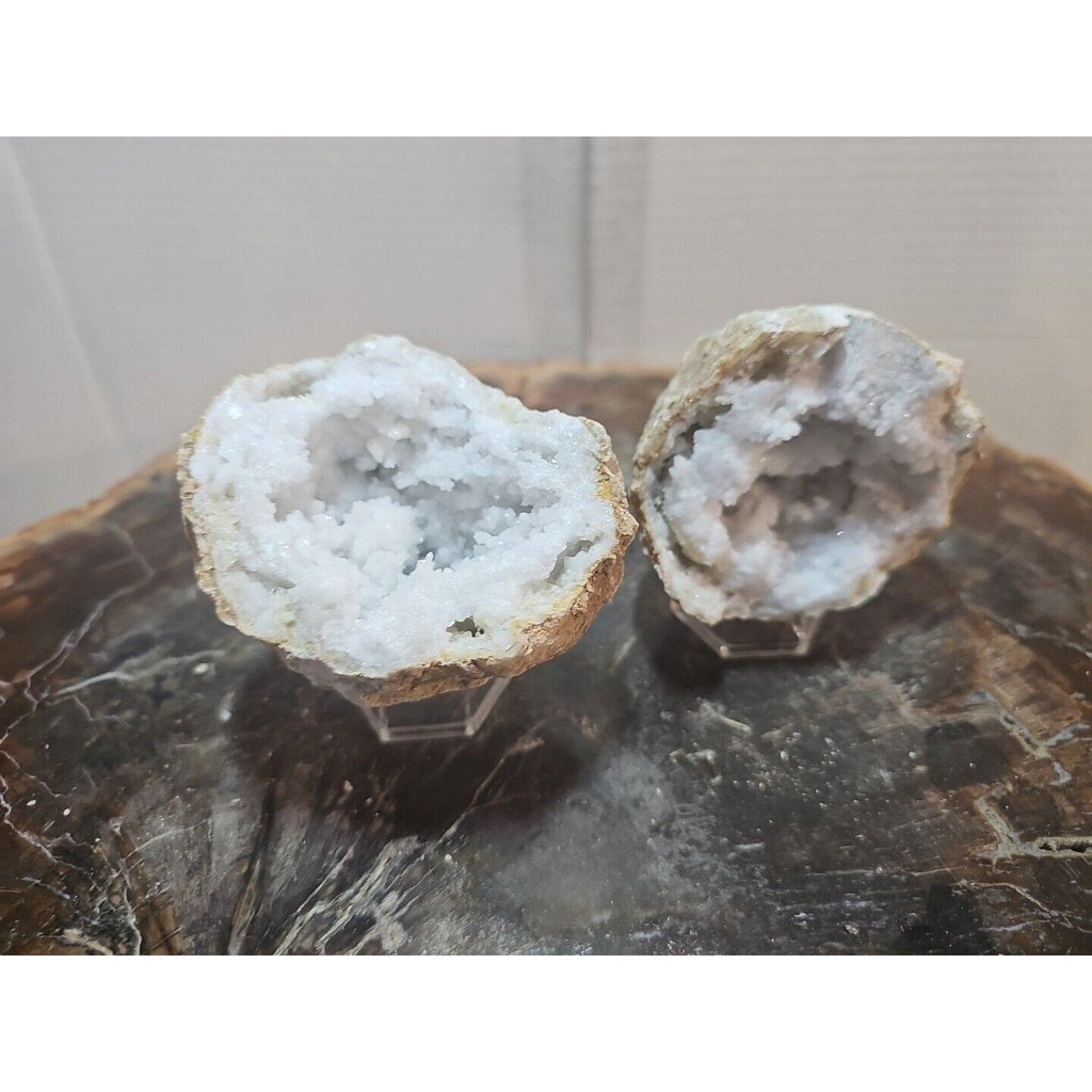Moroccan Quartz Geode Pair with Display Stands — 1.18 lbs | CrystalCloud Company | Geodes & Clusters | Wiccan Center