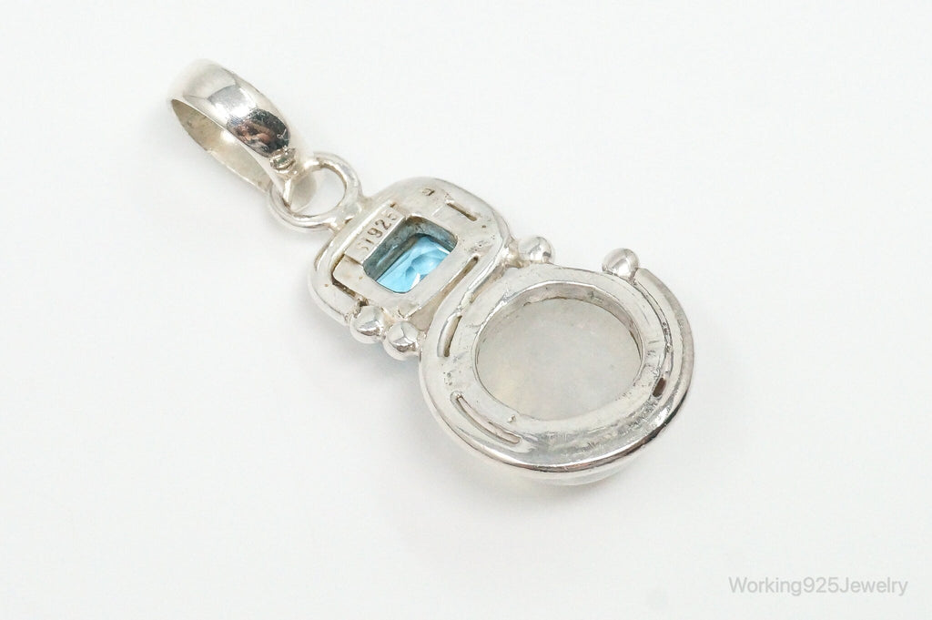 Large Designer SAJEN Blue Topaz Moonstone Sterling Necklace Pendant | Jewelry > Necklaces > Pendants | Wiccan Center