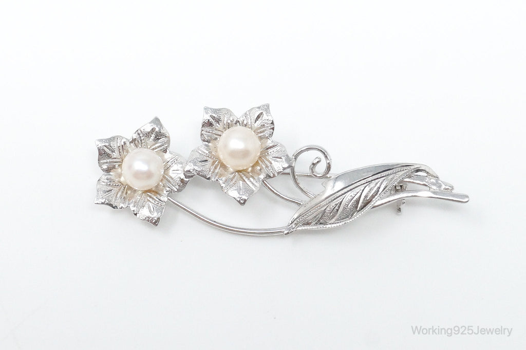 Antique Floral Pearl Sterling Silver Brooch Pin | Jewelry > Brooches, Pins & Clips | Wiccan Center