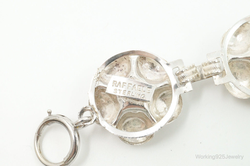 Vintage 1940s Raffaele Flower Silver Silver Panel Bracelet | Jewelry > Bracelets | Wiccan Center