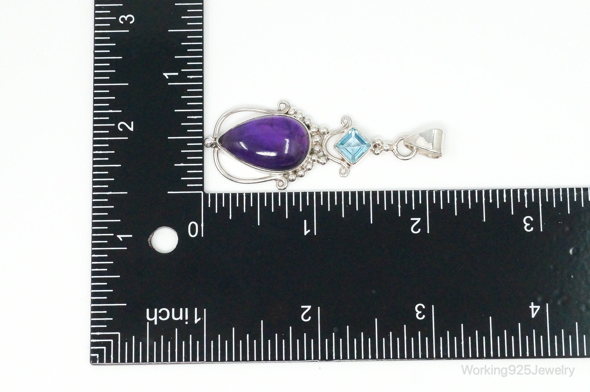 Large Vintage Blue Topaz Amethyst Sterling Silver Pendant | Jewelry > Necklaces > Pendants | Wiccan Center