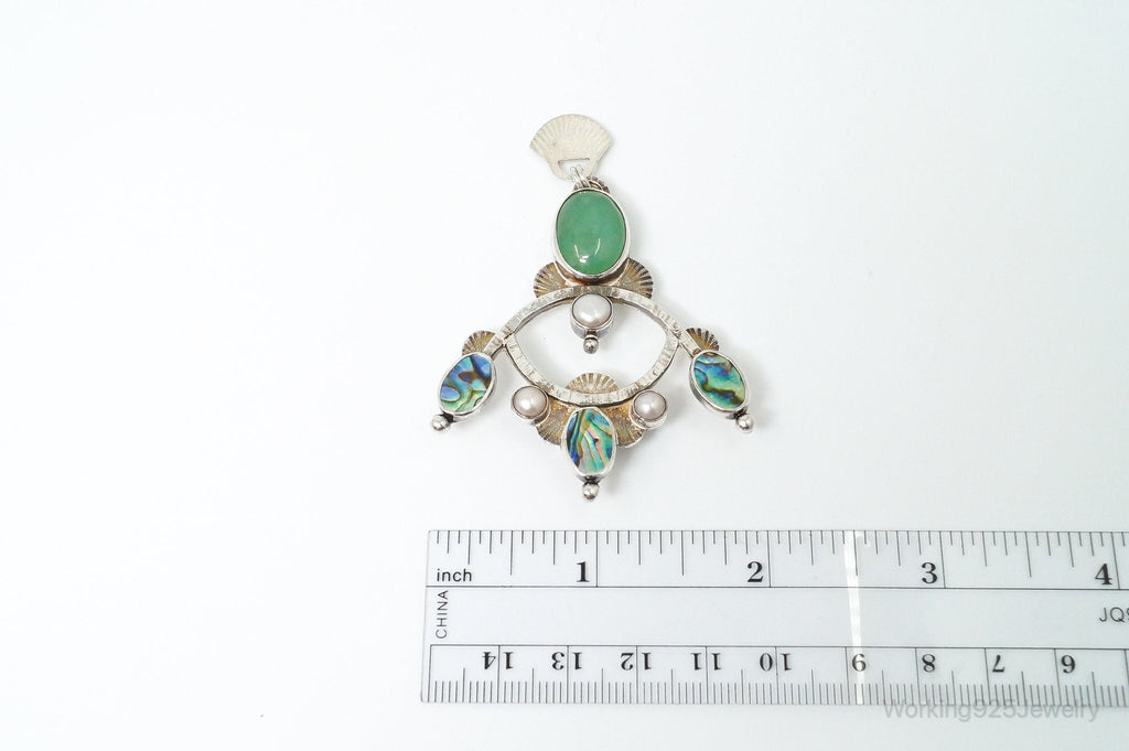 Large Vintage Native American Multi Gem Sterling Silver Pendant | Jewelry > Necklaces > Pendants | Wiccan Center