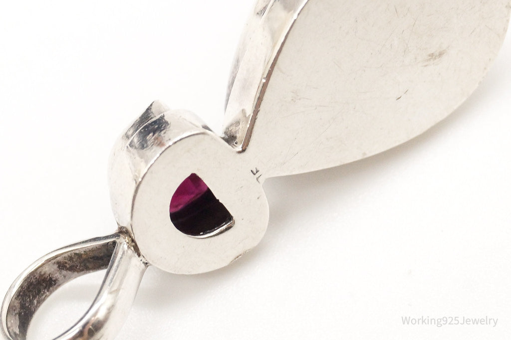 Large Vintage Black Onyx Garnet Sterling Silver Pendant | Jewelry > Necklaces > Pendants | Wiccan Center